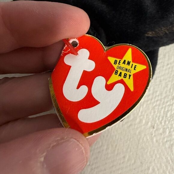 RARE Ty Beanie Baby "Blackie" The Bear Plush Toy Retired 1993 - Picture 5 of 7